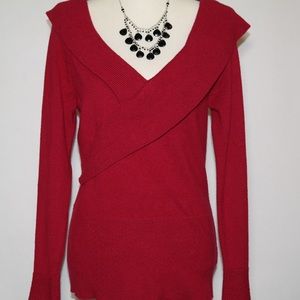 WHBM Off Shoulder Red Cashmere Blend Sweater VGUC